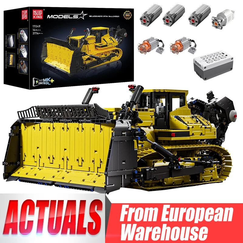 Mould King 17049 Blocs de construction techniques pour voitures, modèle de bulldozer télécommandé PR766, camion à assembler, jouets en briques, cadeau de Noël pour enfants