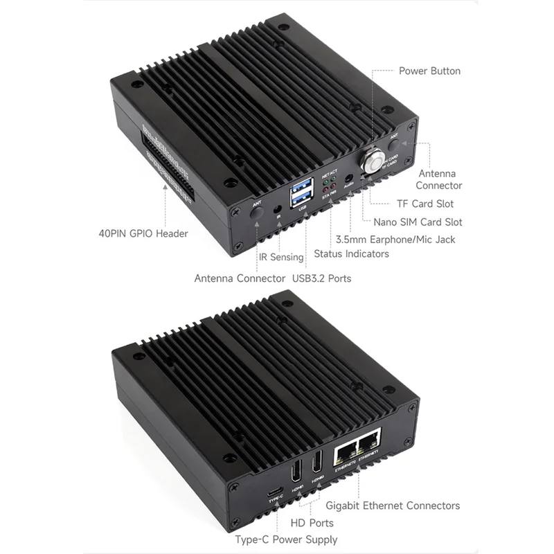 AY14 - Dla Raspberry Pi CM4 NAS Mini Komputer Wielofunkcyjny z Dwukanałowymi Slotami NVME Obsługuje Karty Nano-SLM/Moduły 4G