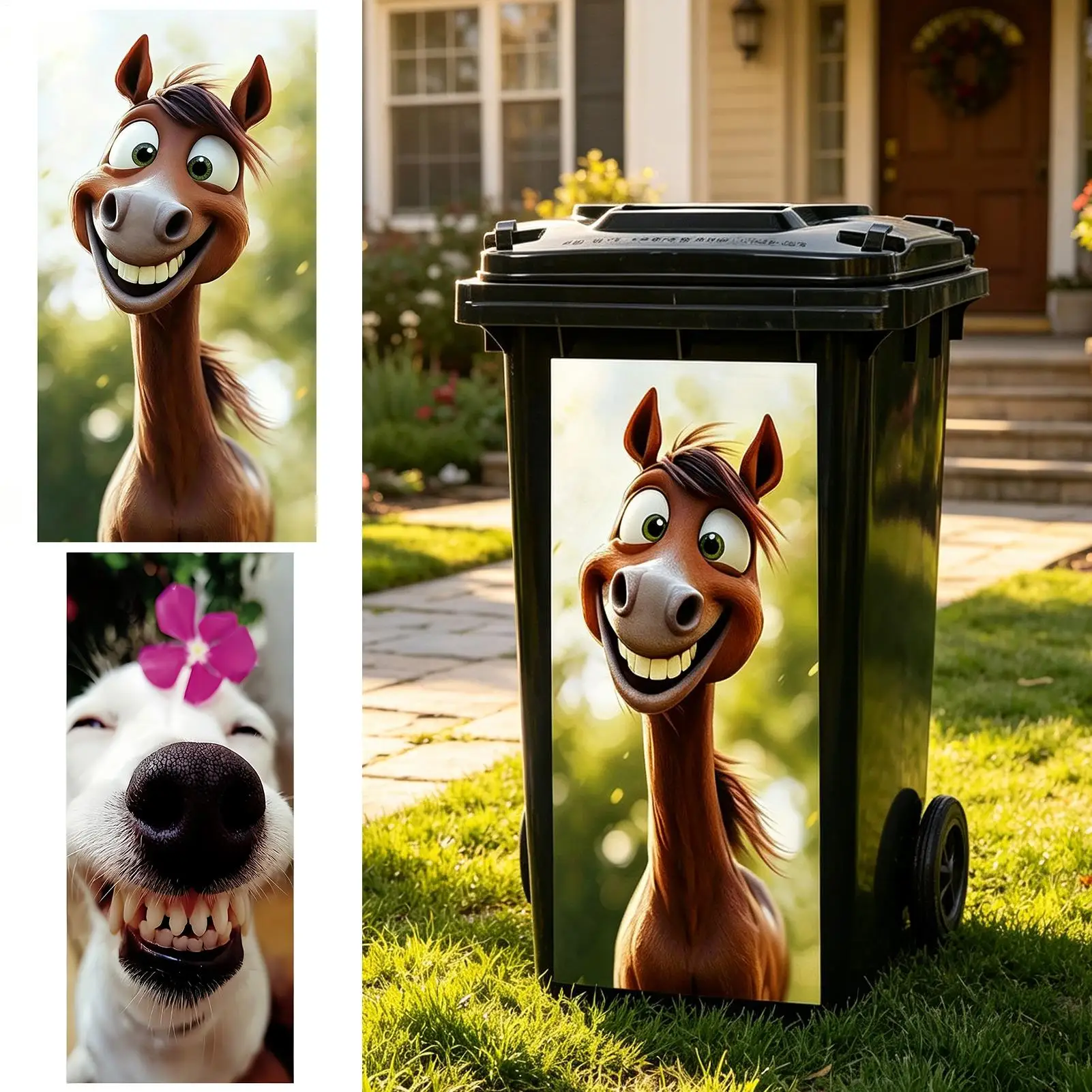 Trash Can Sticker Funny Cute Donkeys Decal Large Wall Sticker Animal Stickers For Outdoor Indoor Trash Can Driveway Garden Wall