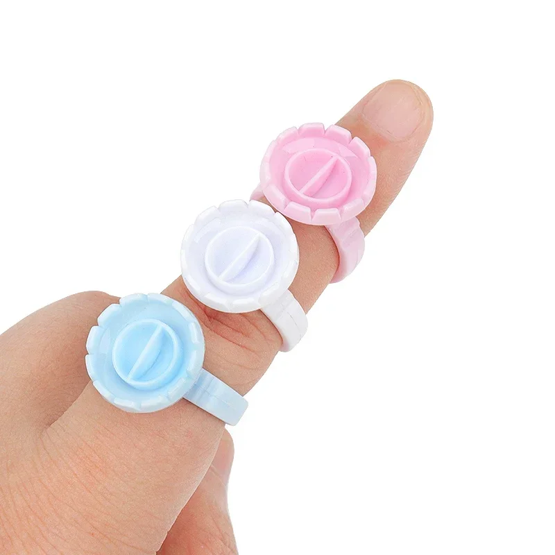 Sdotter 100 PCS Disposable Heart-shaped Glue Ring Eyelashes Extension Tattoo Pigment Holder Pallet MakeUp Nail Art Adhesibve Hol