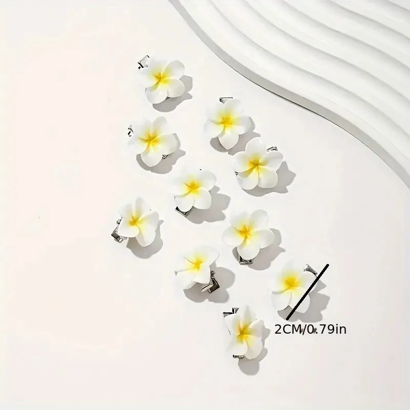 2/10PCS New Plumeria Flower Hair Clips Women Girls Lovely Egg Flower Barrette Hawaiian Wedding Bridal Hair Accessories image 5