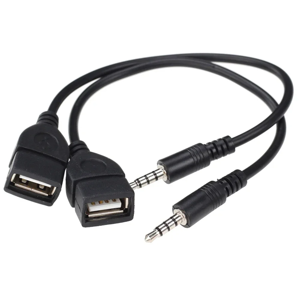 500pcs Audio Conversion Cord Line Car 3.5mm Male AUX Cable to USB 2.0 Type A Female OTG Converter Adapter Wire