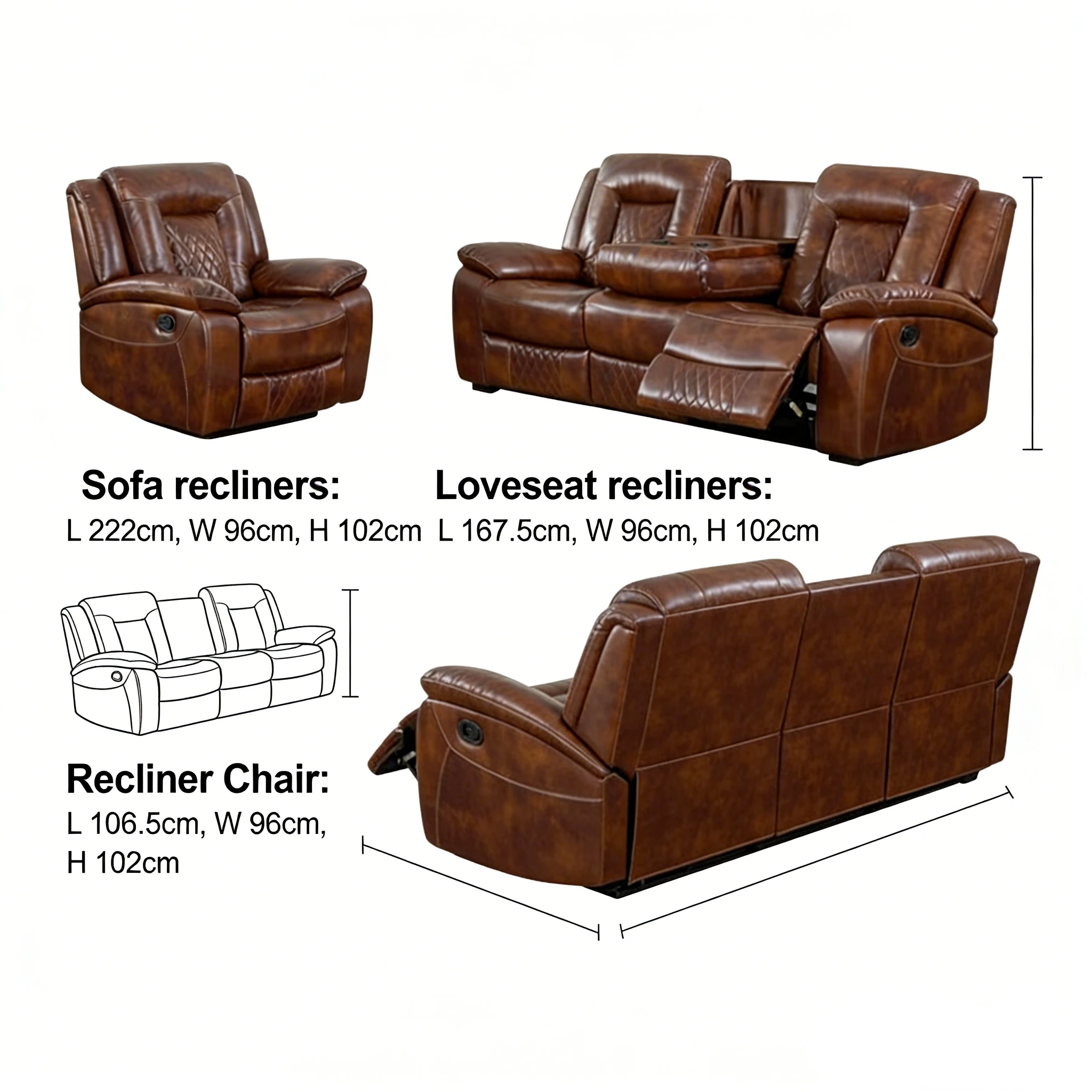 Exclusive Premium Leather Sectional Recliner Sofa Set for Stylish Living Room image 8