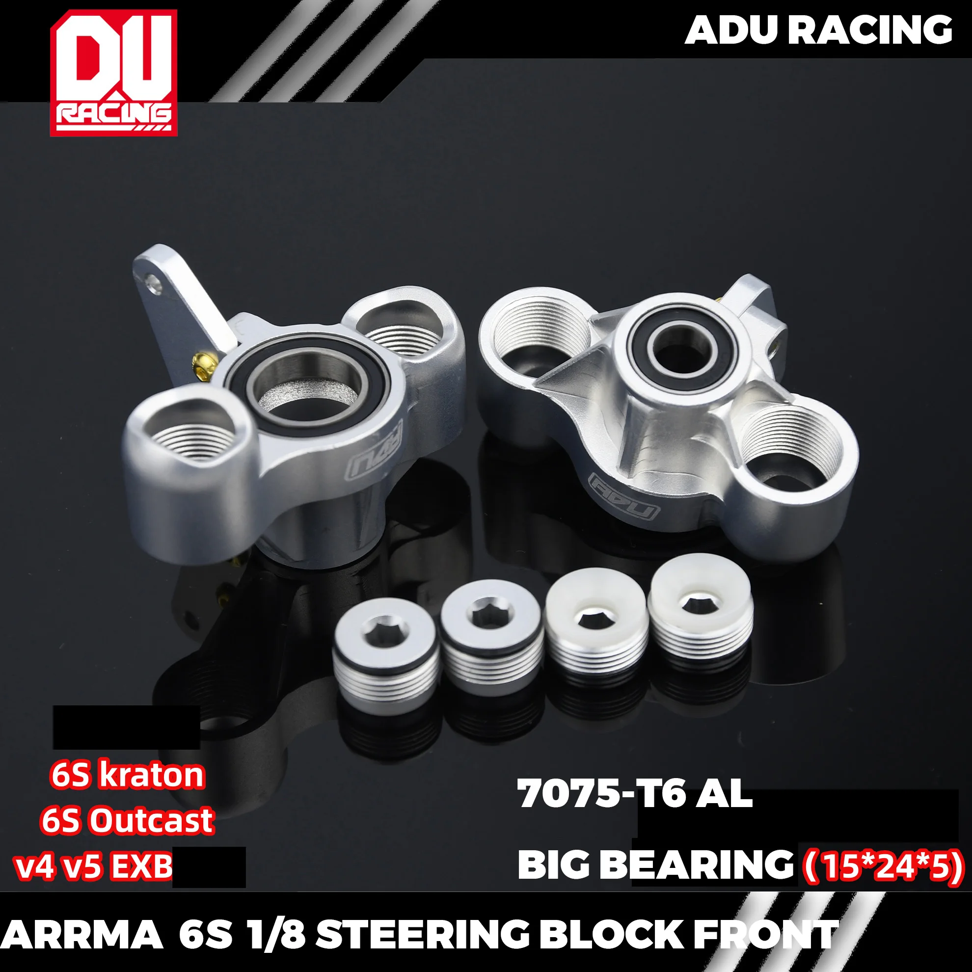 ADU Racing STEERING BLOCK FRONT CNC 7075 T6 ALUMINUM FOR ARRMA 6S OUTCAST KRATON