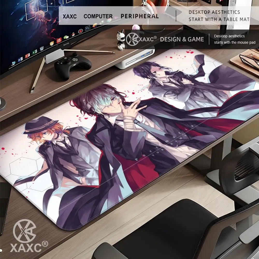 Anime B-Bungo S-Stray Dogs Mouse Pad Large Keyboard Mouse Desk Pad XXL Non-Slip Rubber Gaming Mouse Pad Laptop Carpet HYBXXC