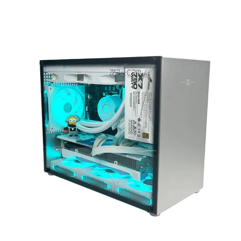 ZZAW C2M Small All Aluminum MATX Case ATX Power Supply 240 Water-cooled Type-C Interface Game Assembly Desktop Small Chassis