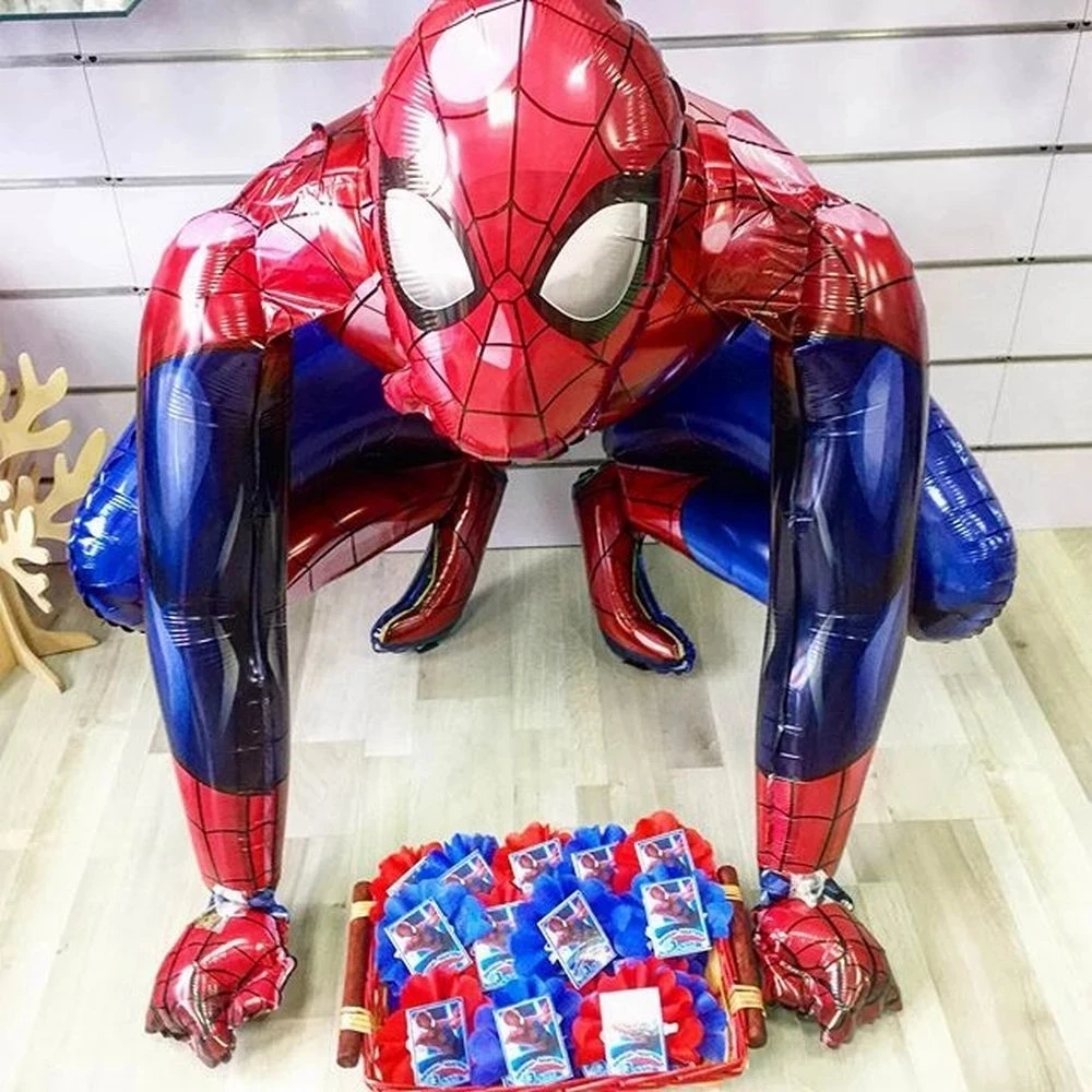 ビッグスーパーヒーロー 3D スパイダーマンアイアンマン 3D スタンドバルーン男の子子供幼児ハッピーバースデーパーティーの装飾空気おもちゃグロボス