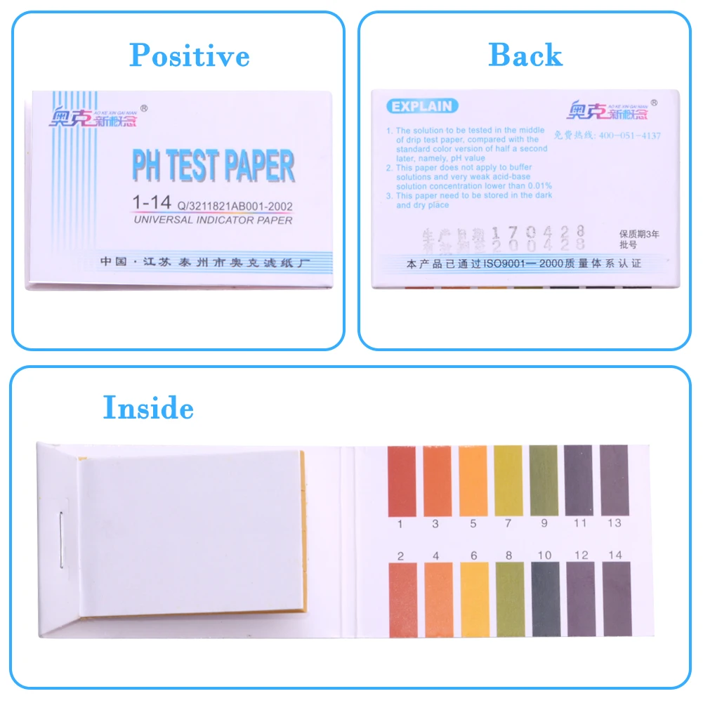 Yieryi-tiras de prueba de acidez, medidor de PH completo, 1-14, 80 tiras de papel tornasol, indicador Universal, papel de Soilsting de agua