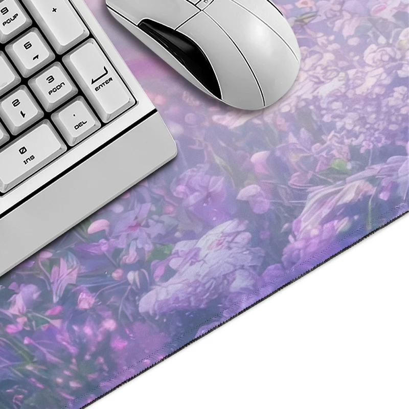 Purple Flowers Mouse Pad Gaming XL HD Custom Mousepad XXL keyboard pad Non-Slip Natural Rubber Laptop Mice Pad Table Mat