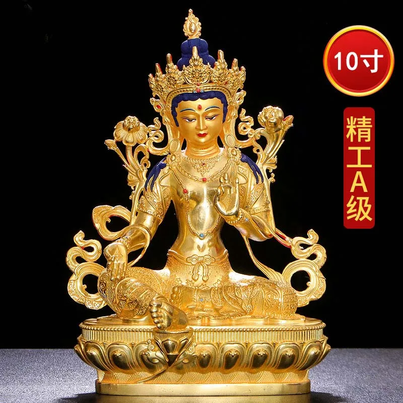 High grade buddha statue Temple HOME altar worship Family protect God Buddhism gilding Green Tara Guanyin Buddha statue Large