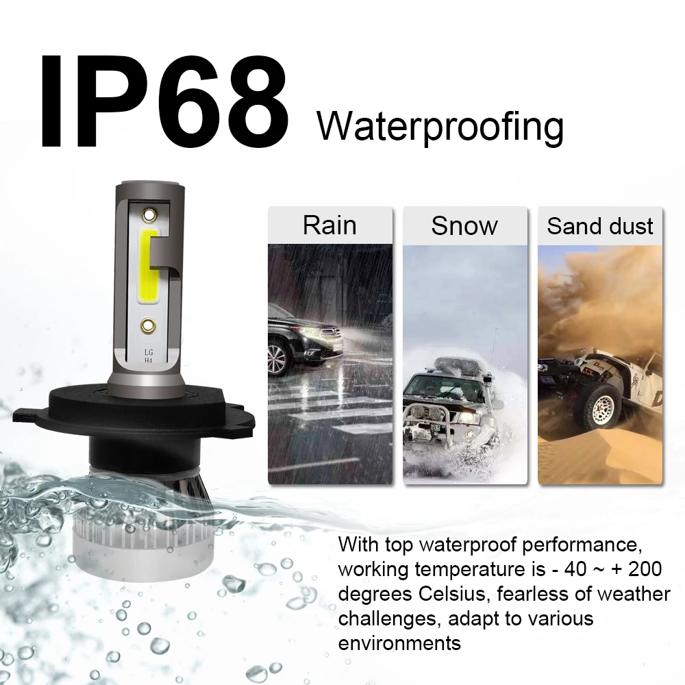 

For Ford Transit 2007-2013 H4 Mini Size LED Headlight Kit 6000K Super Bright High Low Beam Conversion Auto Light Bulbs