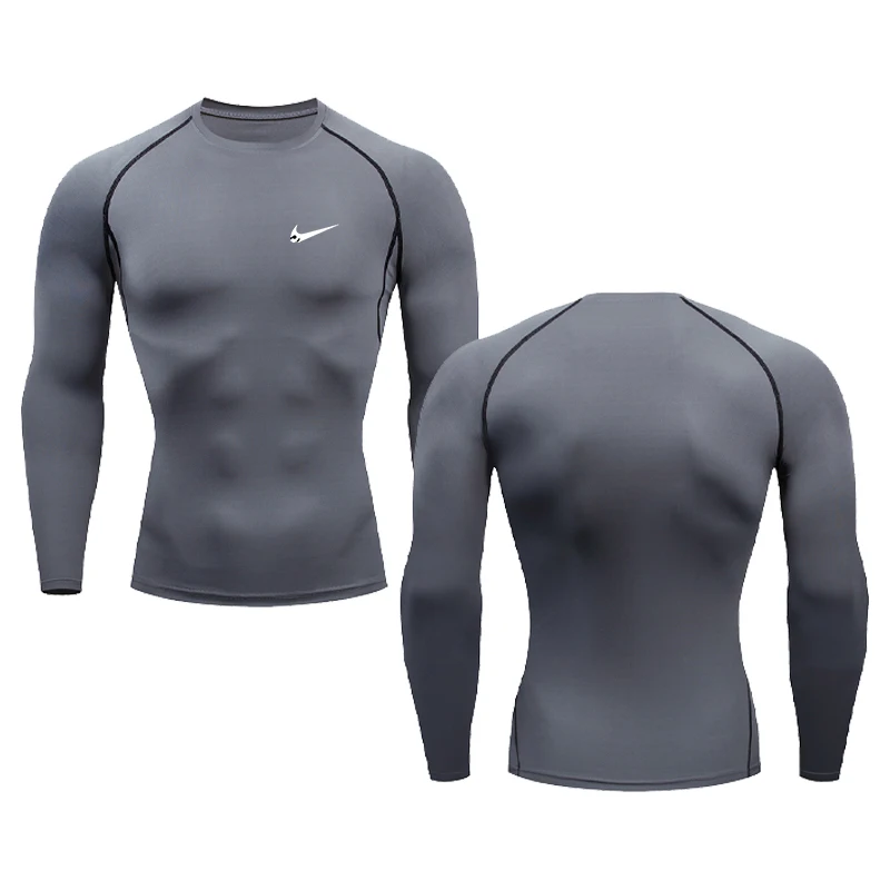 T-shirt de compression à manches longues pour homme, survêtement serré, exercice, fitness, jogging, fitness, plongée créative, été, 2024