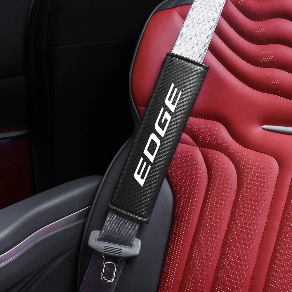 Car Seat Belt Protector Pad Carbon Fiber Shoulder Cushion Safety Belt Cover For Ford EDGE KA FIGO MK1 Fiesta RANGER ESCAPE GT view 4