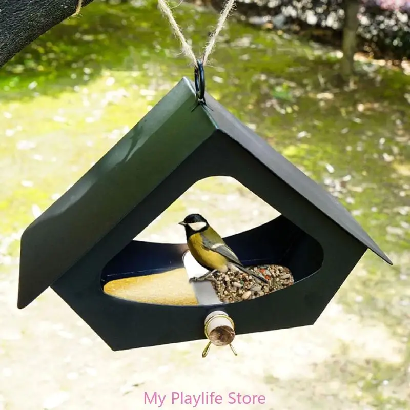 

Кормушка для птиц, подвесная платформа для семян снаружи, большая емкость, лоток для кормления семян, для сада, наблюдения за птицами