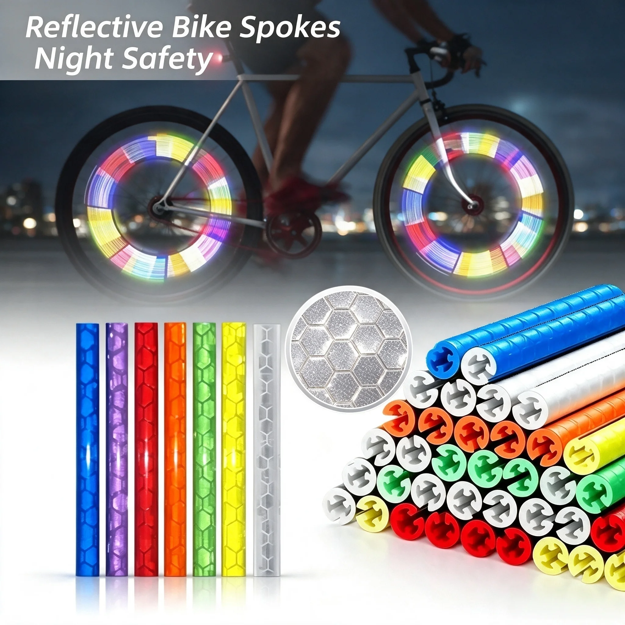 Bicycle Wheel Spokes Reflective Sticker Tube Strip Warning Light DIY 7.5cm MTB Cycling Reflector Reflective Safety Kit