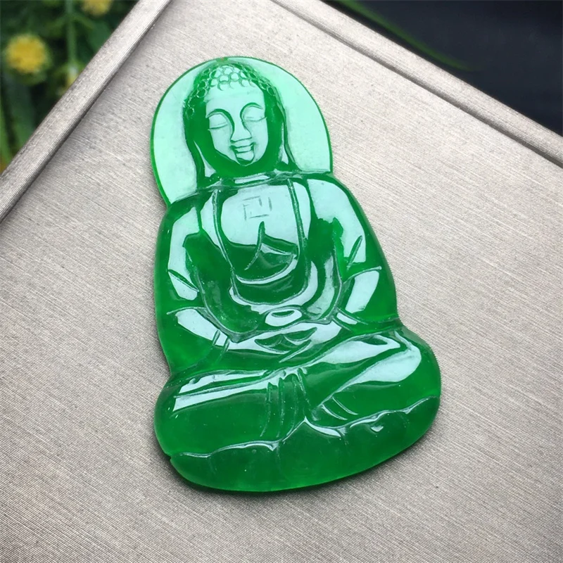 Hot Selling Natural Hand-carve Ice Green Tathagata Buddha Brand  Necklace Pendant Fashion Jewelry Men Women Luck Gifts Amulet