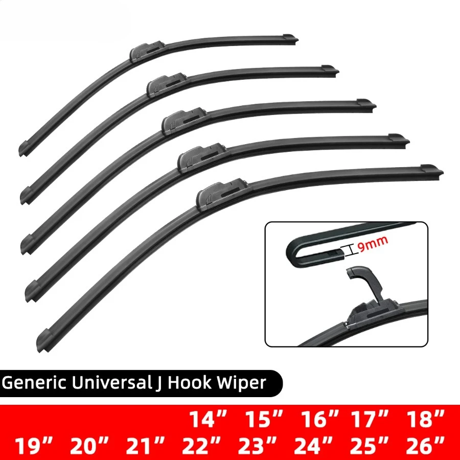 

Car Windshield Wiper blades Hook Universal Soft Rubber Frameless Bracketless Car Wipers 14" 16" 17" 18" 19" 20" 21" 22" 24" 1Pcs