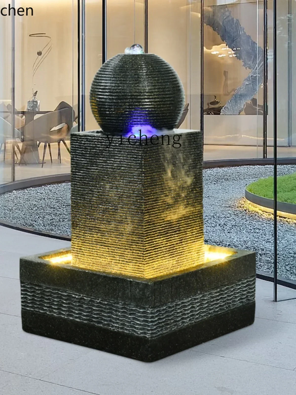 ZML large flowing water fountain lucky feng shui ball living room home water feature ornament