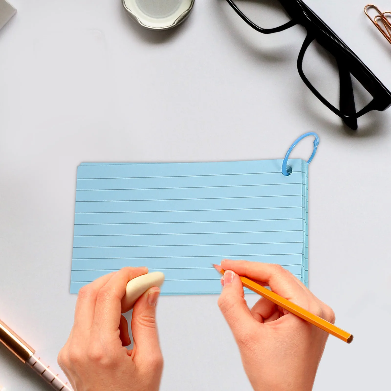 مجموعة واحدة من البطاقات التعليمية الفارغة المفكرة المواد الورقية المحمولة الموثق الدائري DIY ملاحظة منصات لدراسة مكتب مذكرات اللغة الإنجليزية #1