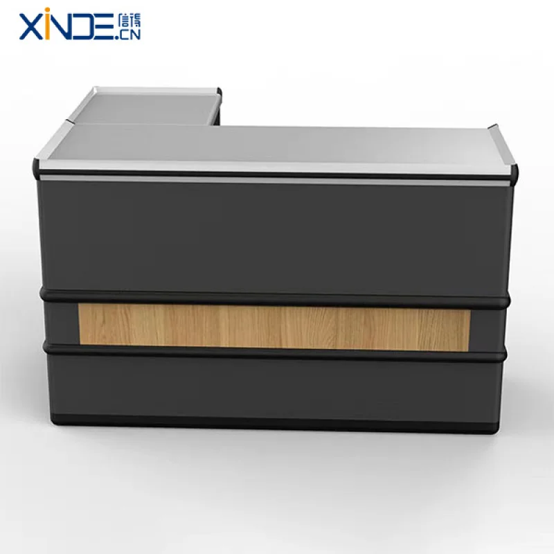 custom.XINDE Custom Size Modern Cashier Checkout Counter with Cold Rolled Steel Powder Coated Supermarkets & St