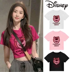 Disney Lotso T-shirt Cartoon Woman Sexy Casual Short Tight Top Summer Fashion Streetwear T-shirt Tops Disney Fashion Woman Tops