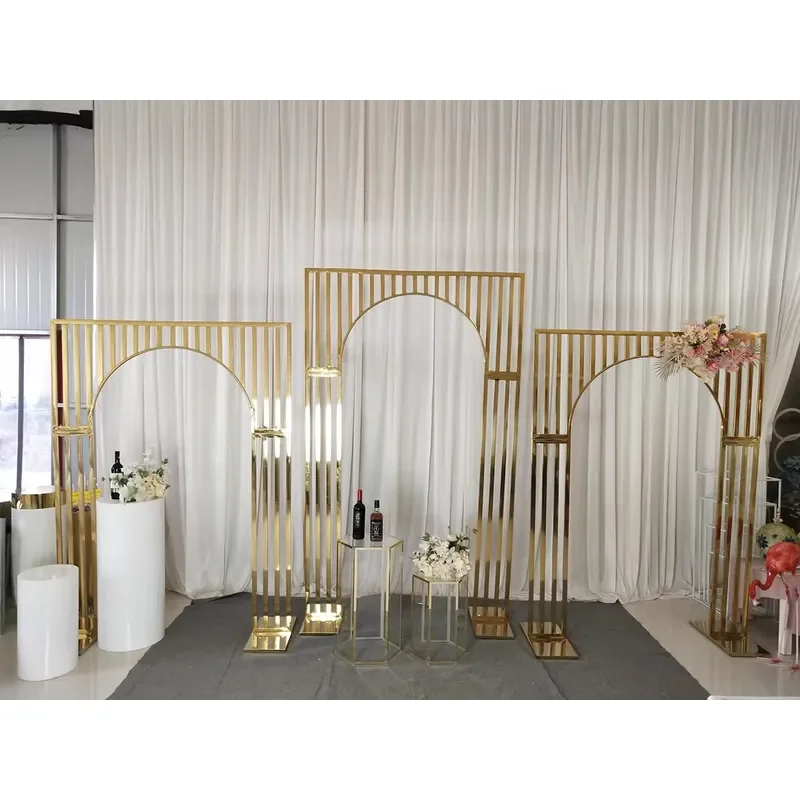 Silver Gold Stainless Steel Wedding Arch Metal Frame Backdrop Stand for Wedding Event Furniture Decoration
