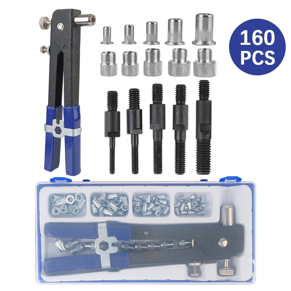 

Bolt Nut Removal Socket Tool M3/M4/M5/M6/M8 Manual Nut Pulling Gun Set 160Pcs/Set Car Tool Repair Kit Portable Hand Tools Kit