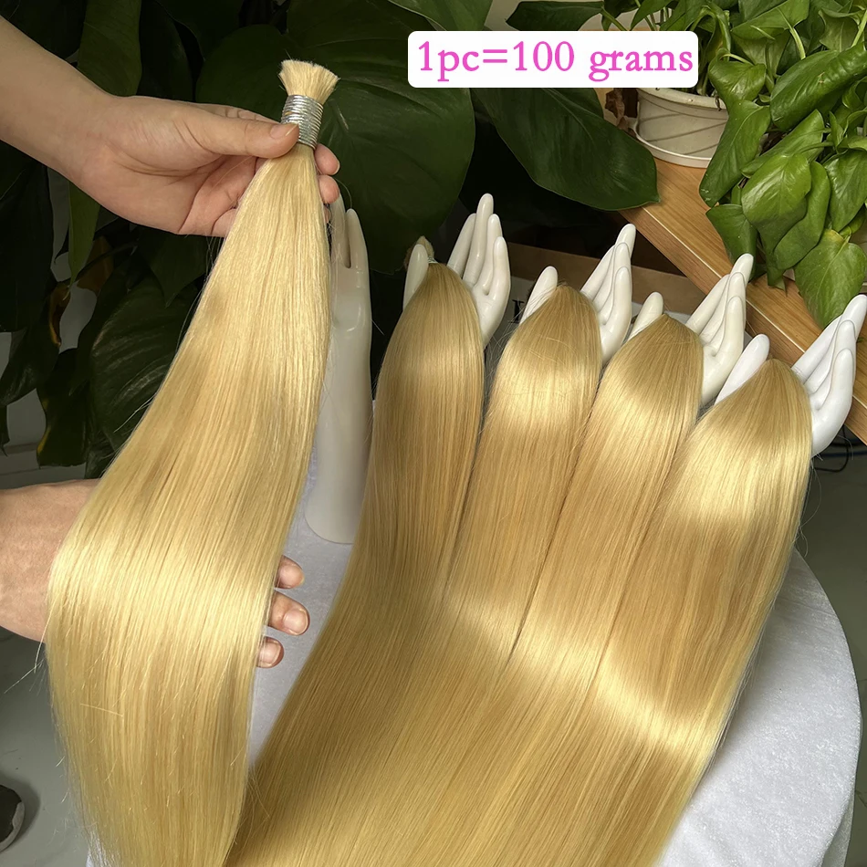 

#613 Blonde Color Straight Human Hair Extension Bulk For Braiding No Weft 10A Grade 100% Unprocessed Raw Virgin Hair