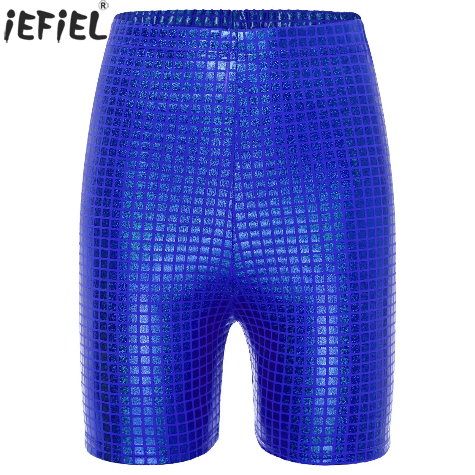 

Women Men Disco Dance Performance Holographic Sequin Shorts Elastic Waistband Shiny Short for Dancing Party High Street Costumes