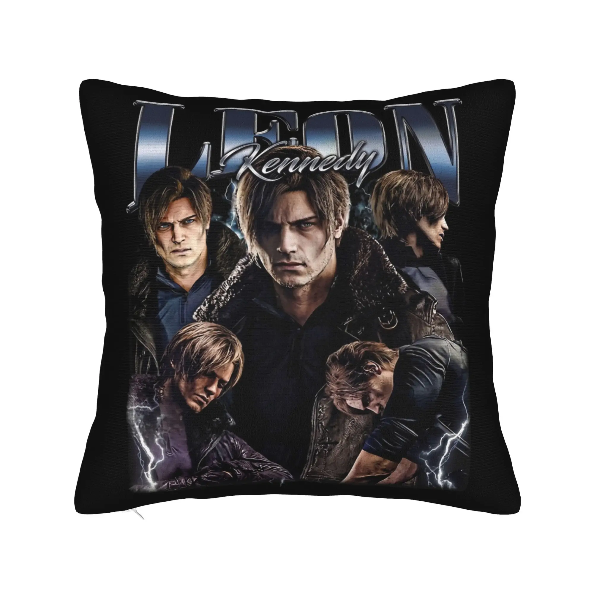 Leon Kennedy Vintage Residents Evils Pillowcase Printing Cushion Cover Decorative  Throw Pillow Case Cover Home Zipper 45*45cm