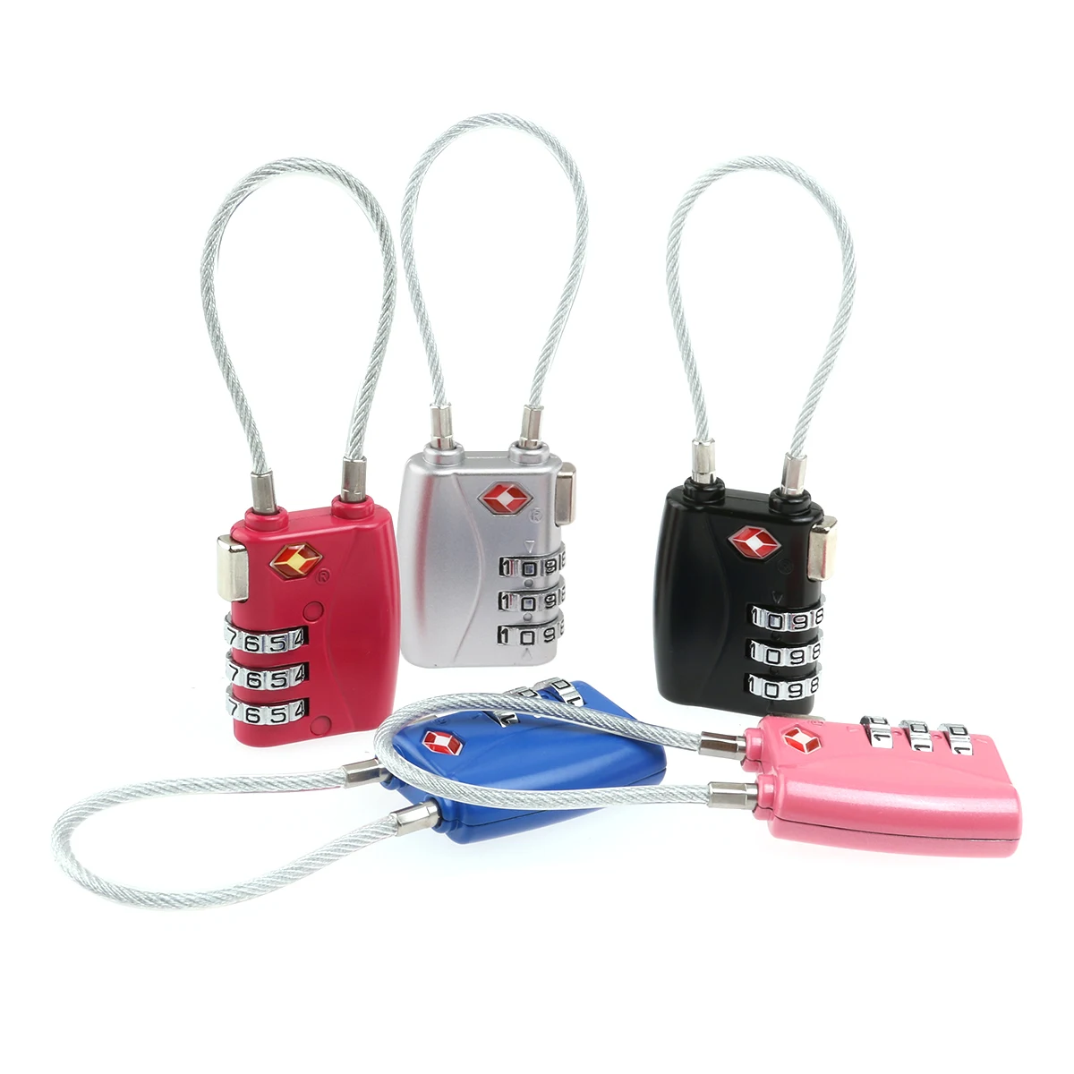 

2pcs TSA Approved Luggage Locks 3- Combination Zinc Alloy Security Cable Locks for Suitcase Baggage Locker