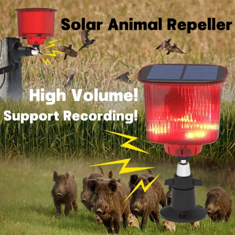 New Solar Bird Repeller, Timed Recording Loudspeaker, Sound And Light Alarm To Protect Rice Fields Or Orchards