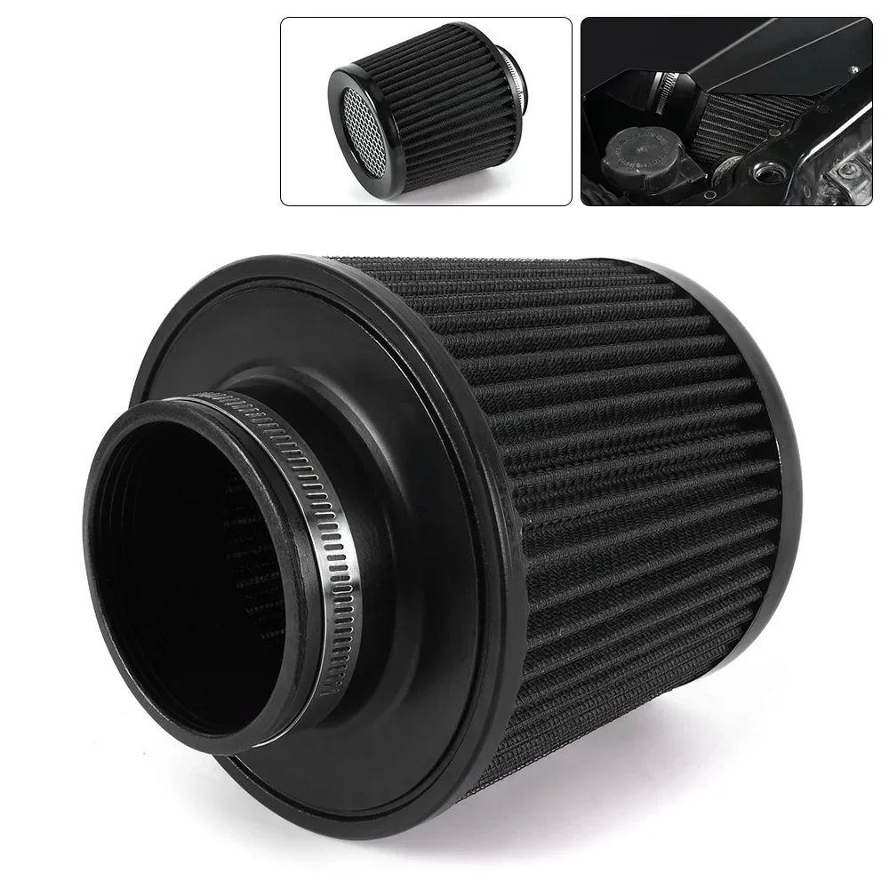 Black 3inch 76mm High Flow Inlet Cold Air Intake Cone Replacement Dry Air Filter