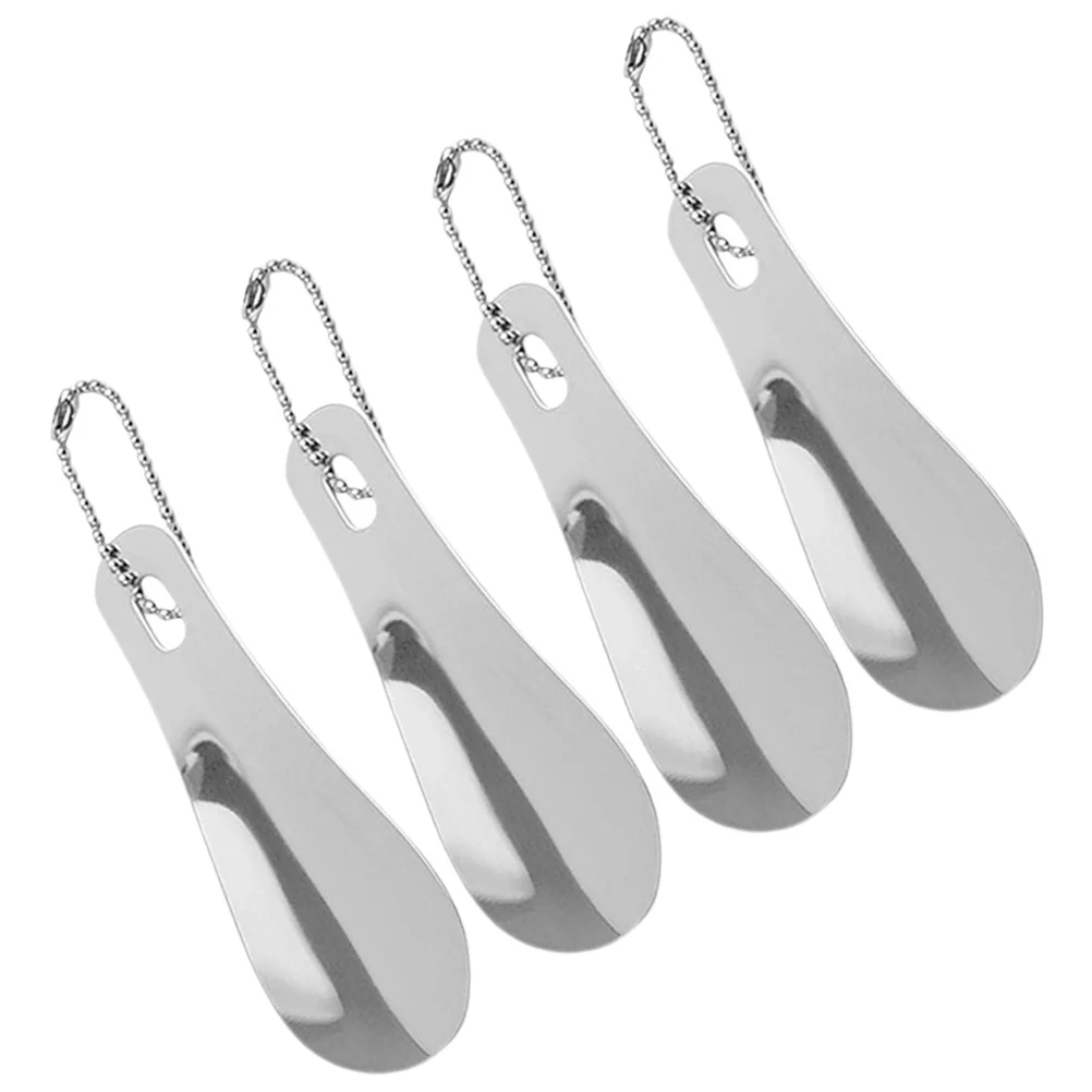 4 قطعة بوق حذاء من الفولاذ المقاوم للصدأ مدمج محمول للسفر للبالغين كبار السن مقبض قصير مساعد حذاء قصير #5