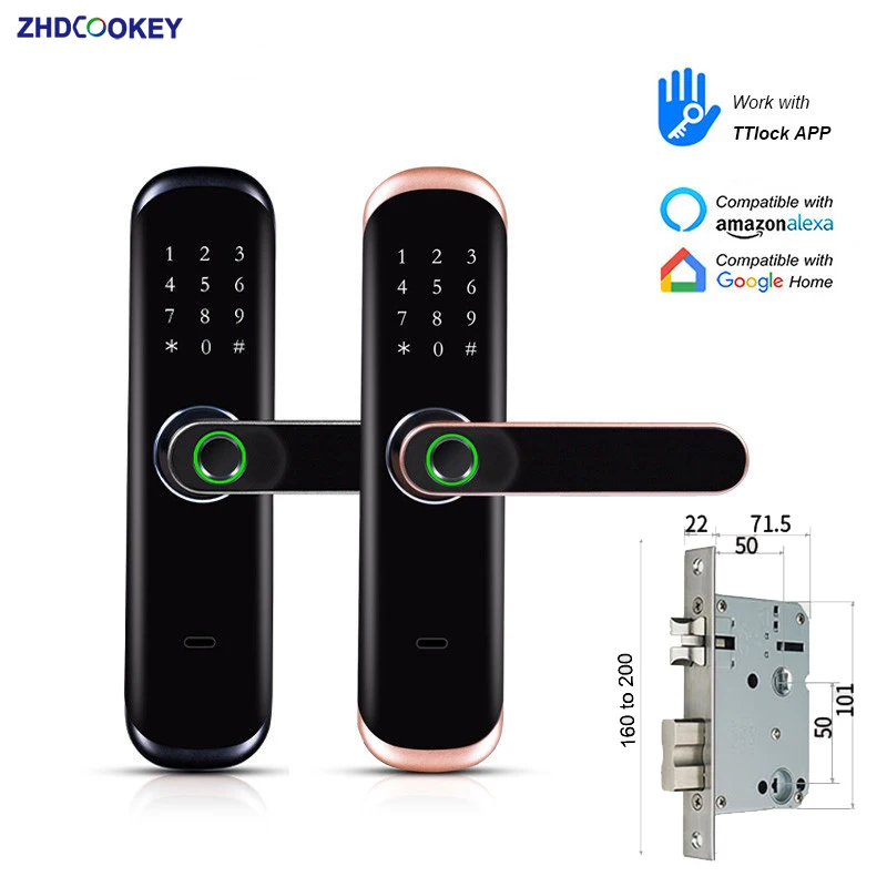 

TTLock APP Remotely Biometric Fingerprint RFID Card Code Bluetooth Password Electronic Mechanical Key Smart Door Lock