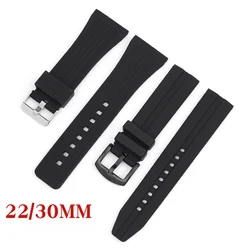 Correa de silicona de gran tamaño para hombre, pulsera de goma impermeable deportiva negra de 22mm y 30mm, hebilla de Pin de acero inoxidable, accesorios de correa de reloj