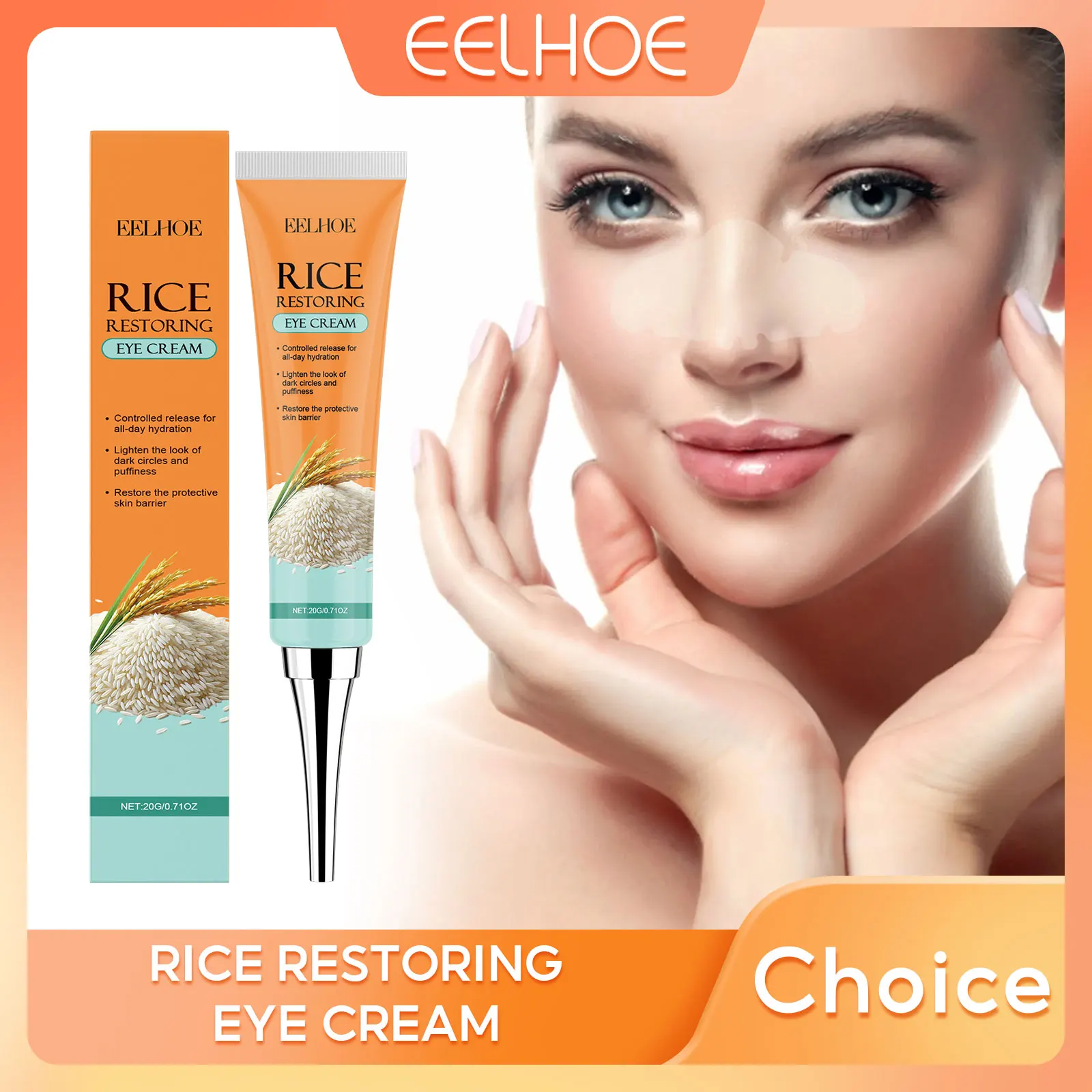 

EELHOE Rice Eye Repair Cream for Dark Circles Remove Puffiness Under Eyes Tighten Skin Lifting Collagen Moisturizing Eye Cream