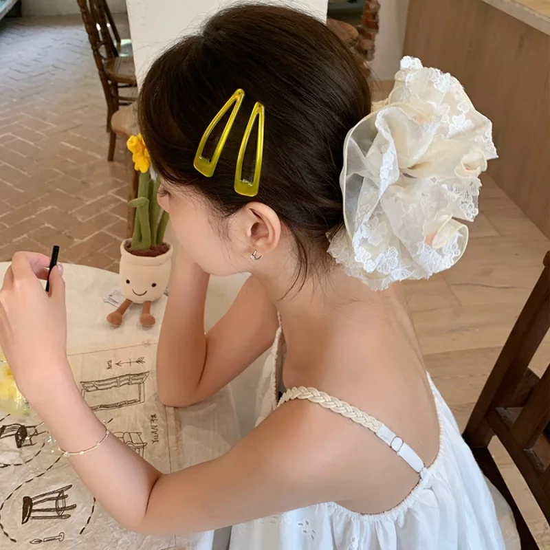 

4Pcs Metal Snap Hair Clips Water Drop Colorful Hairpins For Women Girls Y2K Fashion Barrettes Make-up Non-slip Side Hair Clips