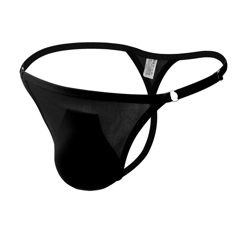 

Thong Men Underwear Bikini Briefs Sexy T-Back G-String Breathable Underpants Gay Ice Silk Pouch Panties Male Low Rise Lingerie