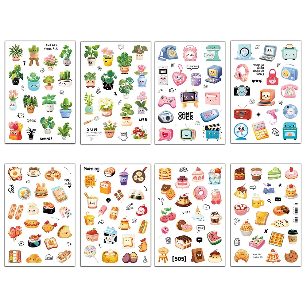 8PCS Cartoon Cute Element Widget Material Small Icon Beautification Hand Account Material Notebook Luggage Stickers
