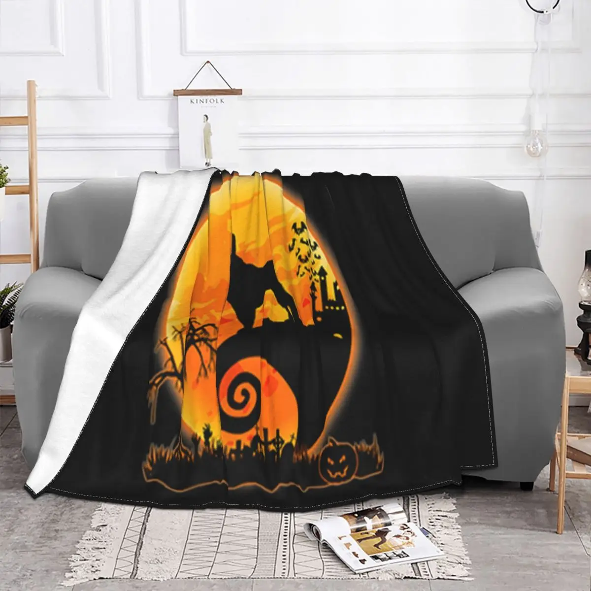 Premium French Bulldog Dog And Moon Funny Halloween Costume Gift Cool Boy Fashion Throw Blanket