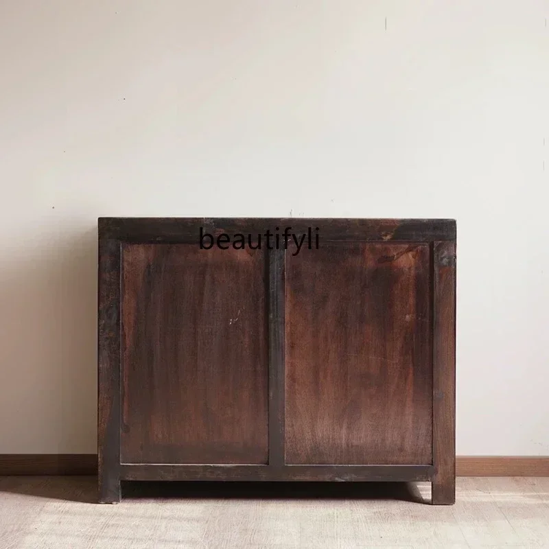 D2520 Novo armário lateral de jantar pintado à mão de madeira maciça estilo chinês, armário de armazenamento, armário de chá de entrada retrô e antigo