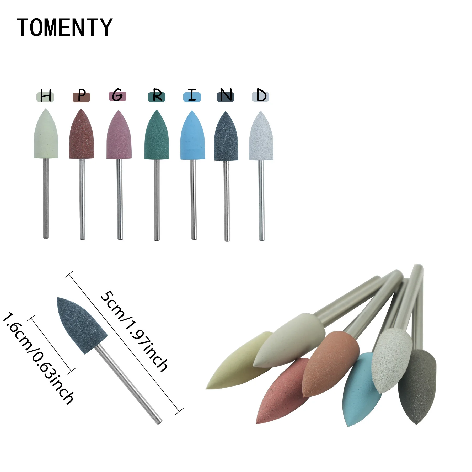 10pcs 2.35mm Dental Lab Polishers Kit Flexible Rubber Denture Acrylic Teeth Polishing Tools in 7 Colors for Dental Labs