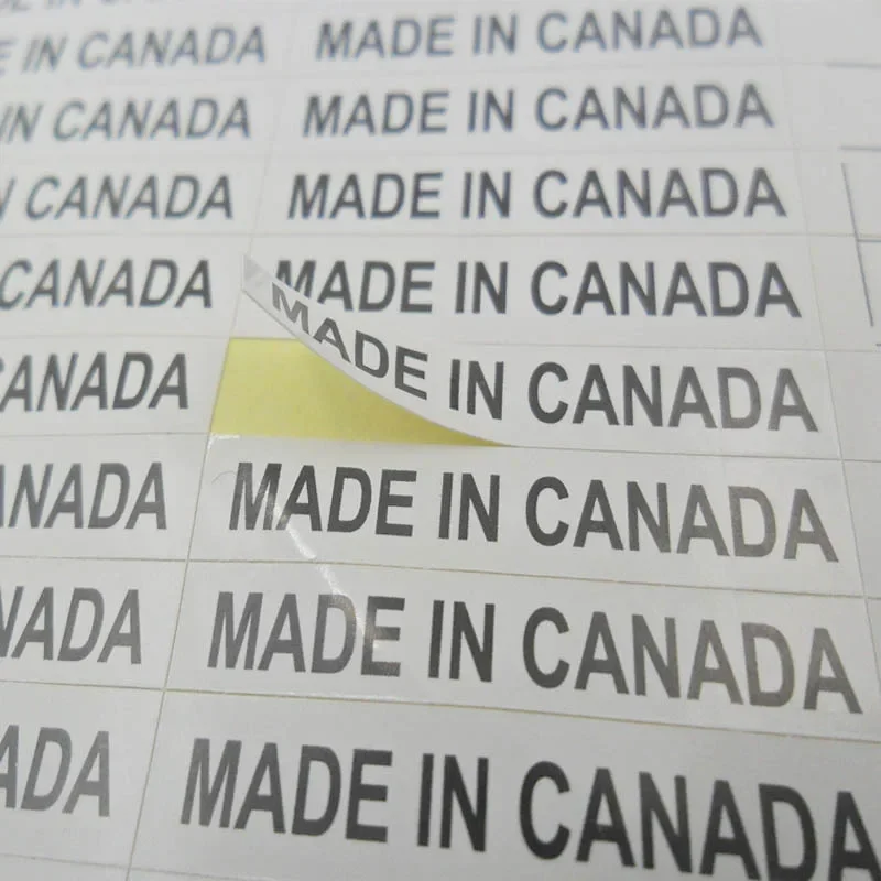 1000PCS Country of origin sticker MADE in CANADA 6X28mm Label White with Black Print