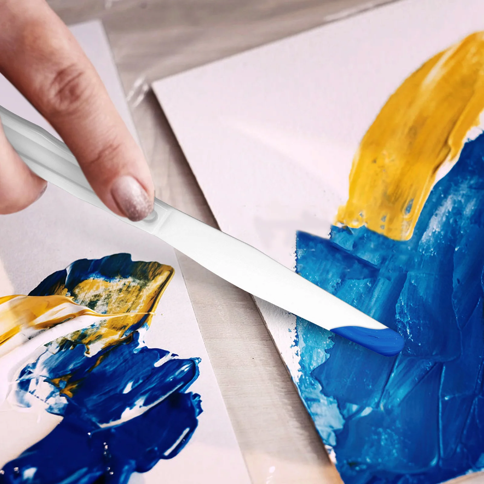 

1 set 1 Set Plastic Scrapers Assorted Shapes Comfort Handle Sturdy Build Easy Clean Multi-Functional Artistry Painting Tools Oil