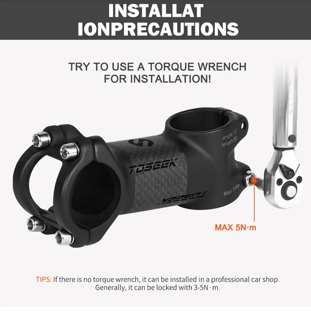 TOSEEK ZF-ONE Bike Stem Handlebar Stem 31.8mm Angle 10 or 17