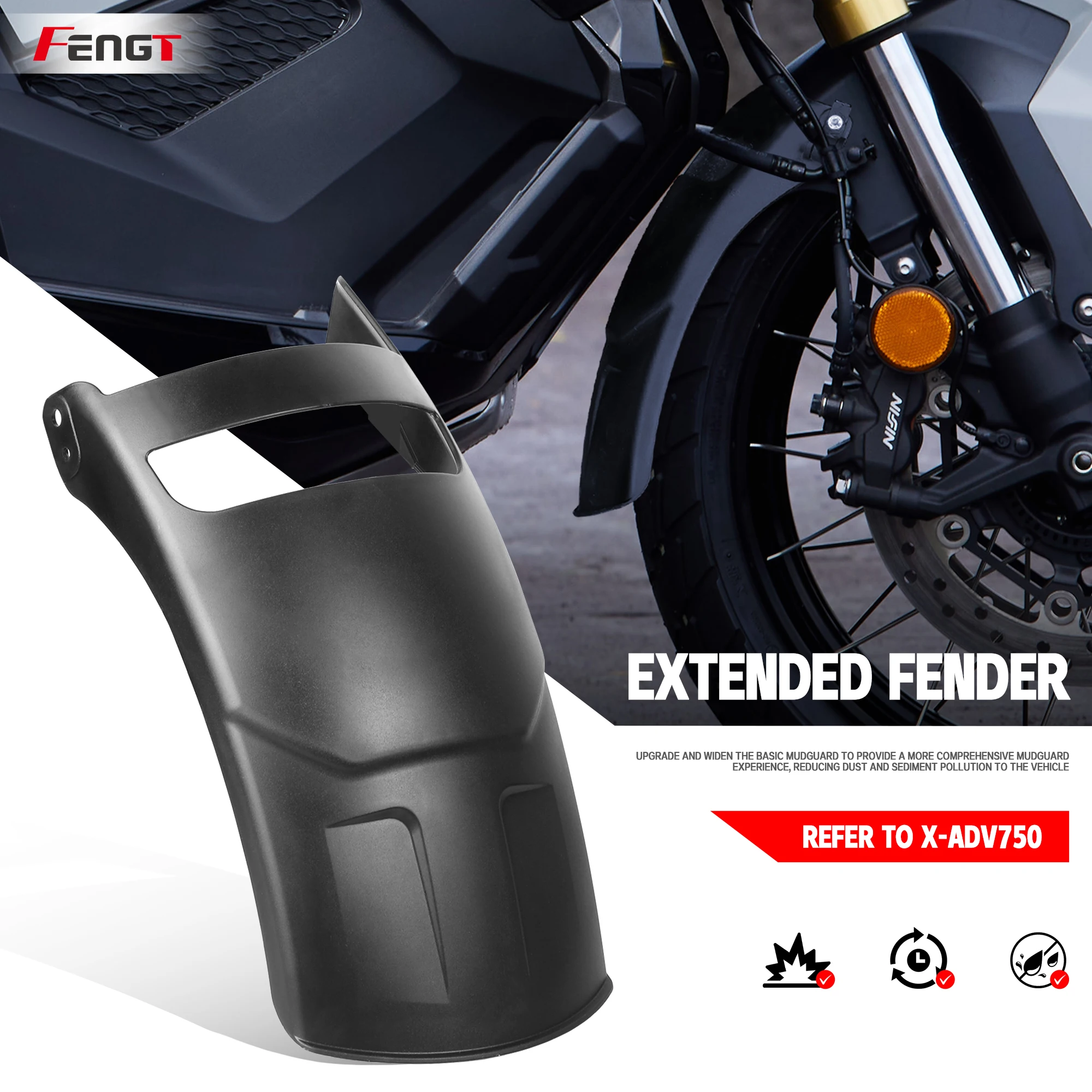 

For Honda X-ADV750 XADV750 XADV X-ADV 750 Motorcycle Front Fender Extender Extension Hugger Mudguard No Drilling Installation