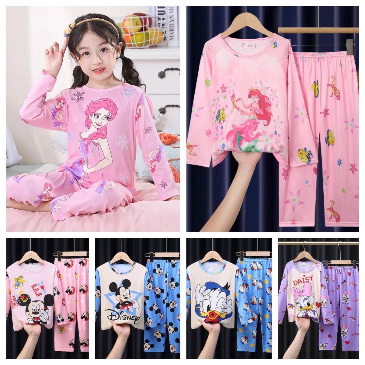 New Spring Autumn Children's Clothing Sets Mickey Boy Sleepwear Long sleeved pants Clothes Kids Pajamas Set Baby Girls Pyjamas