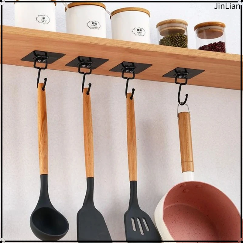 Rotating Self Adhesive Hooks Waterproof Strong Sticker Holder Wall Door Storage Hanging Hook Kitchen Bathroom Hanging Holder