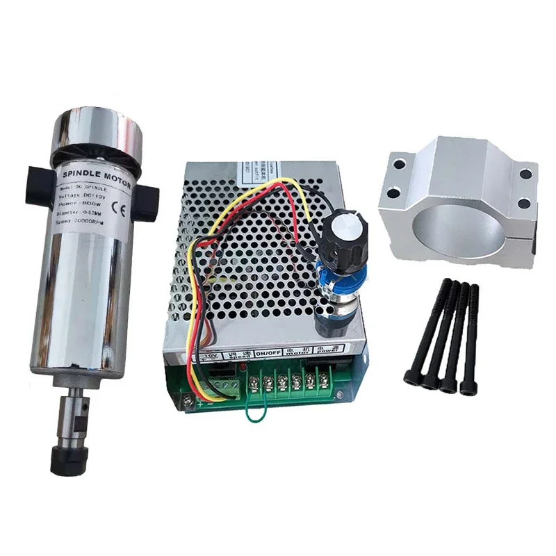 Air cooled 0.8kw DC110V 20000RPM CNC spindleMotor Kit ER16/ chuck 800W Spindle Motor + Power Supply speed governor For Engraving